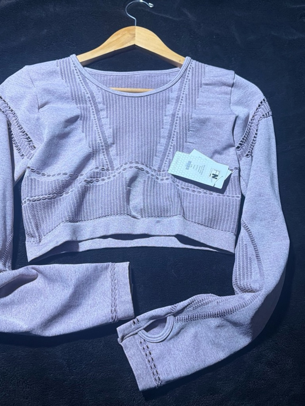Fashion Nova Lavender Seamless Long-Sleeve Crop Top